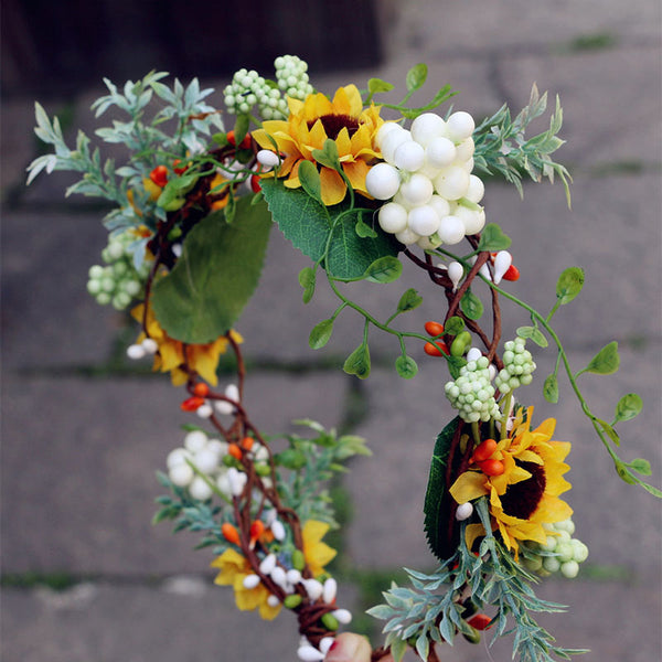 Wedding Holiday Sunflower Wreath Tiara